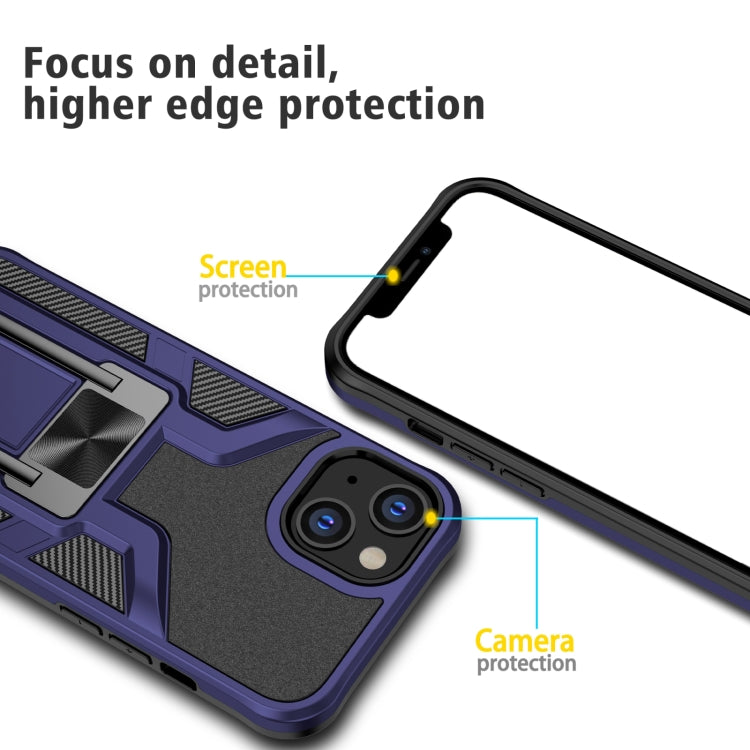 For iPhone 14 Armor 2 in 1 PC + TPU Magnetic Shockproof Case with Foldable Holder