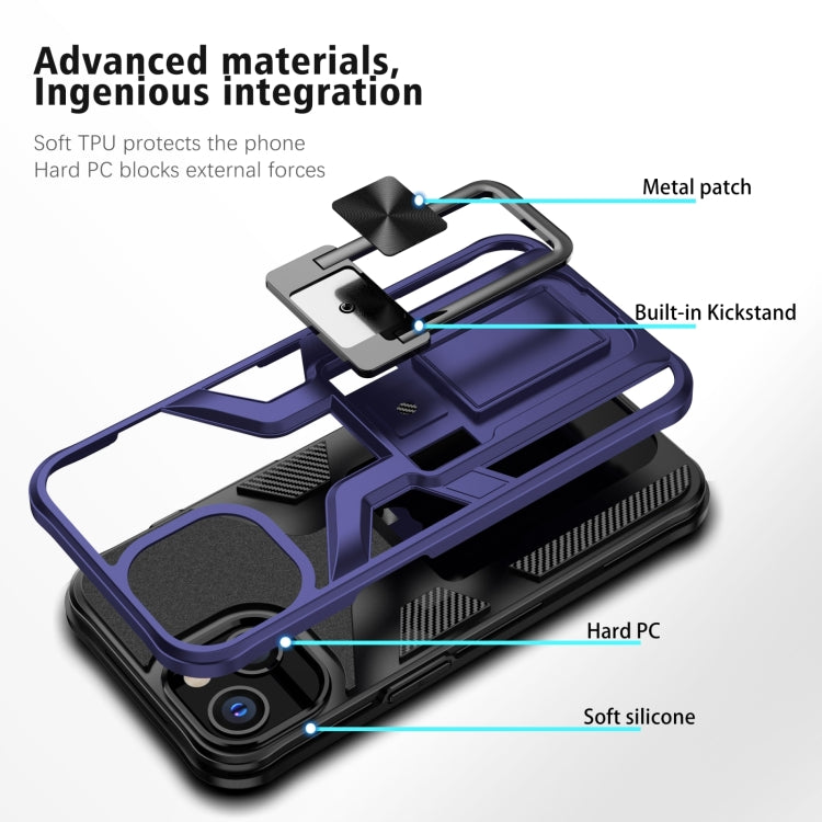 For iPhone 14 Armor 2 in 1 PC + TPU Magnetic Shockproof Case with Foldable Holder