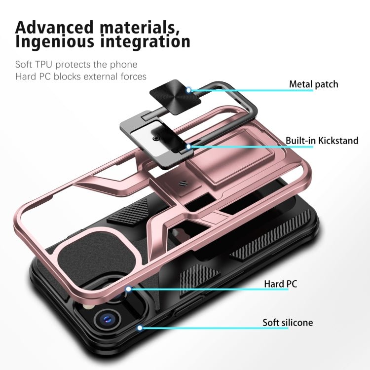 For iPhone 14 Armor 2 in 1 PC + TPU Magnetic Shockproof Case with Foldable Holder