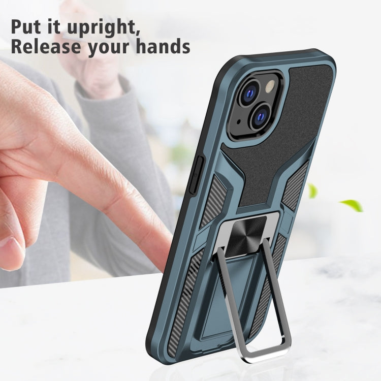 For iPhone 14 Armor 2 in 1 PC + TPU Magnetic Shockproof Case with Foldable Holder
