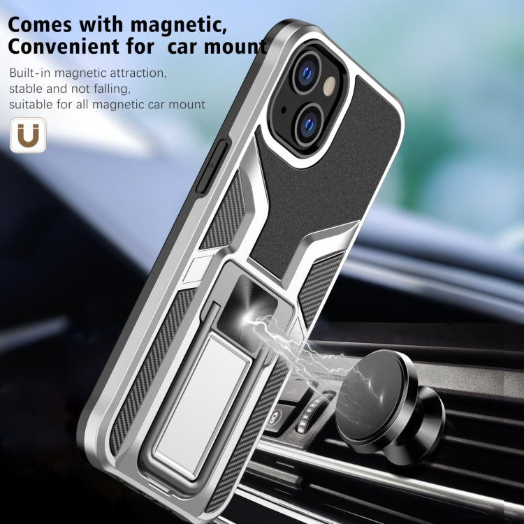 For iPhone 14 Armor 2 in 1 PC + TPU Magnetic Shockproof Case with Foldable Holder