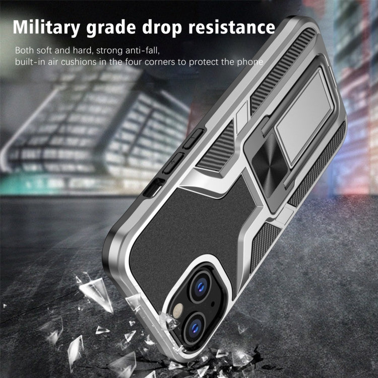 For iPhone 14 Armor 2 in 1 PC + TPU Magnetic Shockproof Case with Foldable Holder