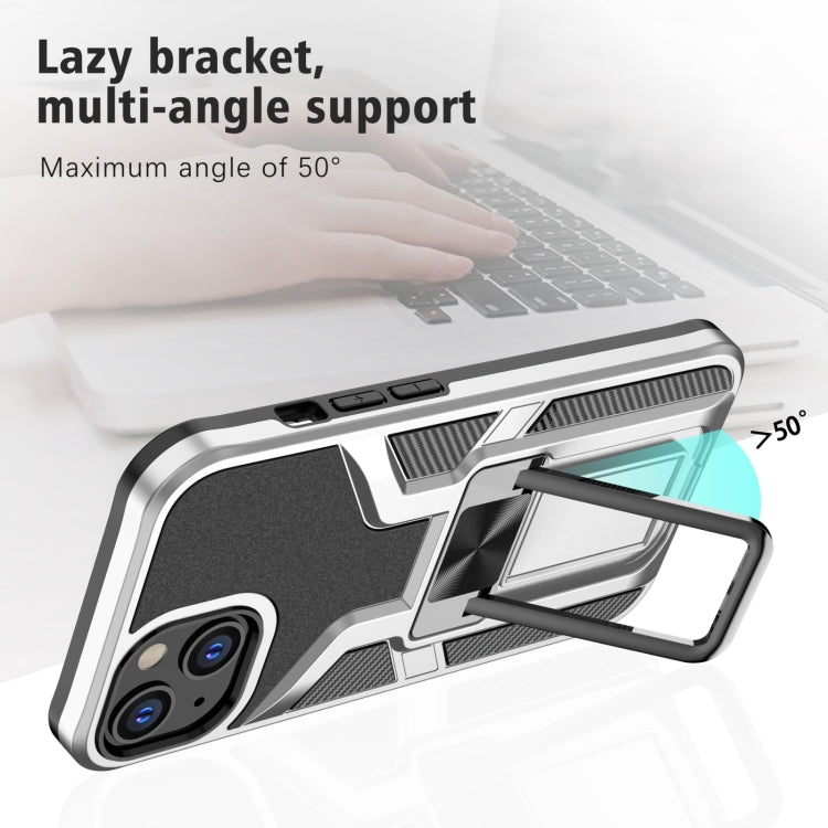 For iPhone 14 Armor 2 in 1 PC + TPU Magnetic Shockproof Case with Foldable Holder