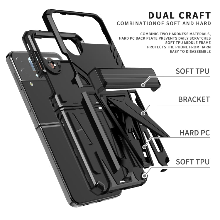 For Samsung Galaxy Z Flip4 Super V Armor Kickstand Shockproof Phone Case