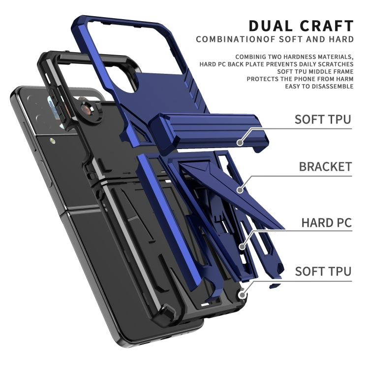 For Samsung Galaxy Z Flip4 Super V Armor Kickstand Shockproof Phone Case