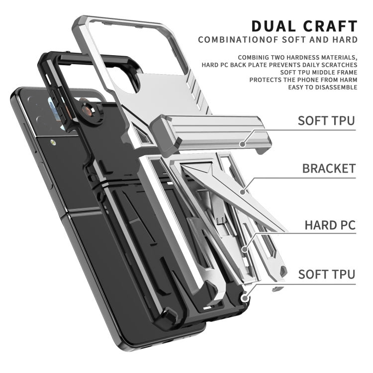For Samsung Galaxy Z Flip4 Super V Armor Kickstand Shockproof Phone Case