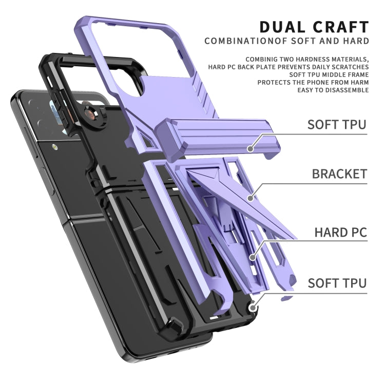 For Samsung Galaxy Z Flip4 Super V Armor Kickstand Shockproof Phone Case