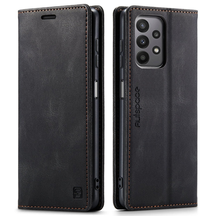 For Samsung Galaxy A23 AutSpace A01 Retro Skin-feel Crazy Horse RFID Leather Phone Case