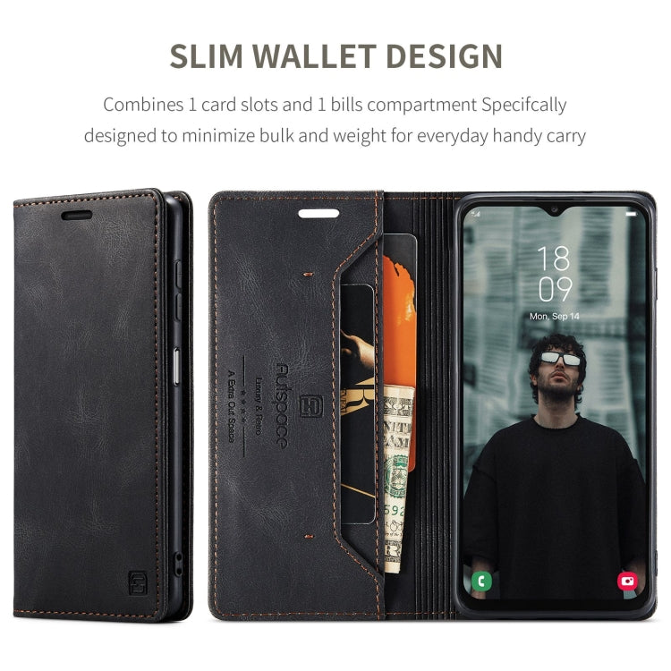 For Samsung Galaxy A23 AutSpace A01 Retro Skin-feel Crazy Horse RFID Leather Phone Case
