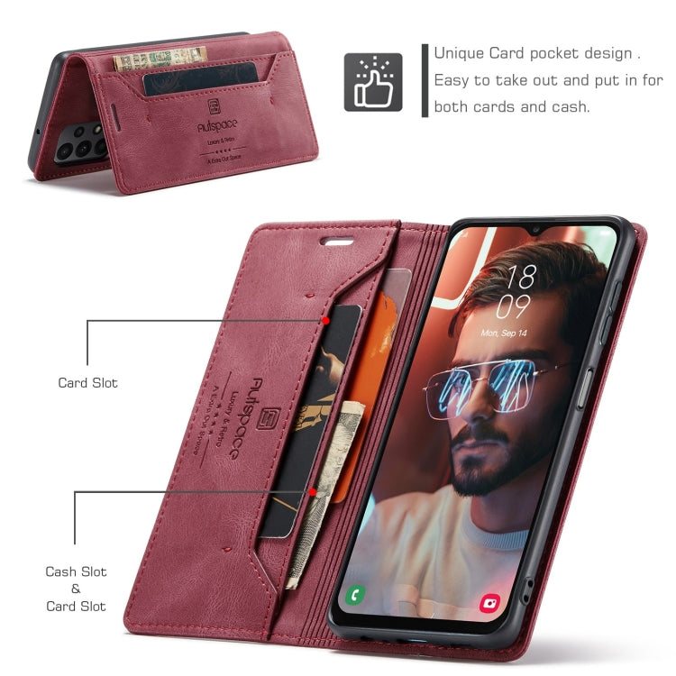 For Samsung Galaxy A23 AutSpace A01 Retro Skin-feel Crazy Horse RFID Leather Phone Case