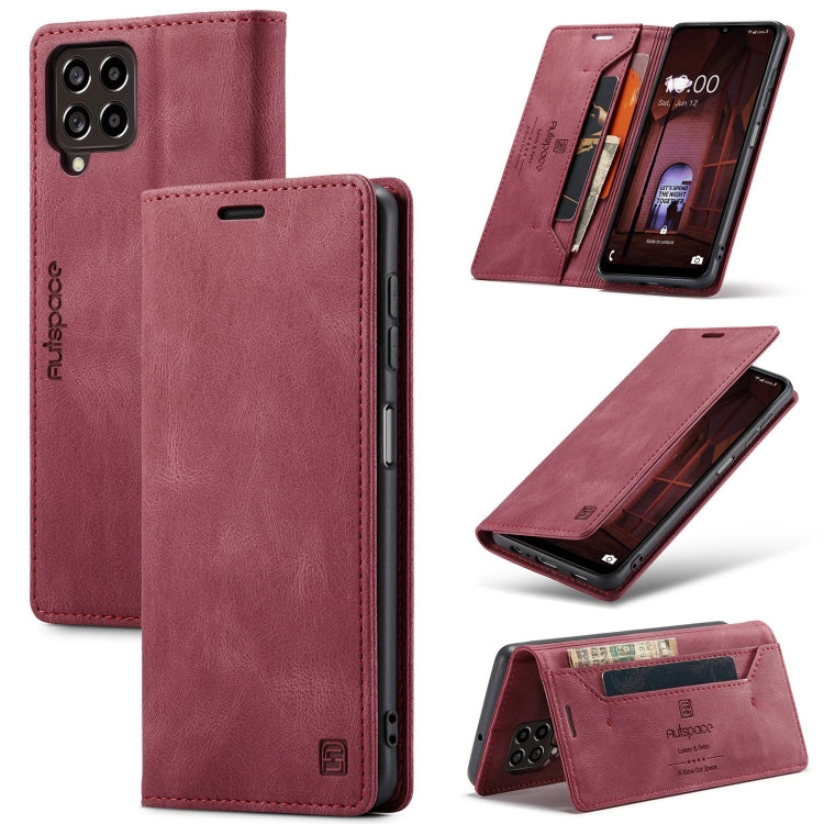 For Samsung Galaxy M33 AutSpace A01 Retro Skin-feel Crazy Horse RFID Leather Phone Case