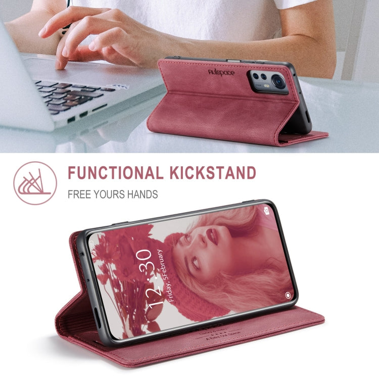 For Xiaomi 12 / 12X AutSpace A01 Retro Skin-feel Crazy Horse RFID Leather Phone Case