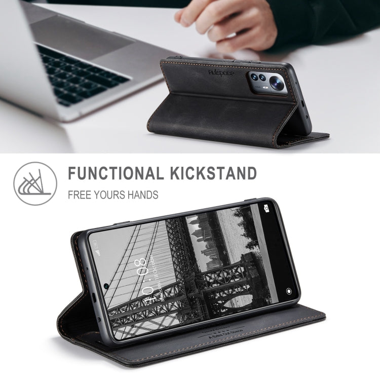 For Xiaomi 12 Lite AutSpace A01 Retro Skin-feel Crazy Horse RFID Leather Phone Case