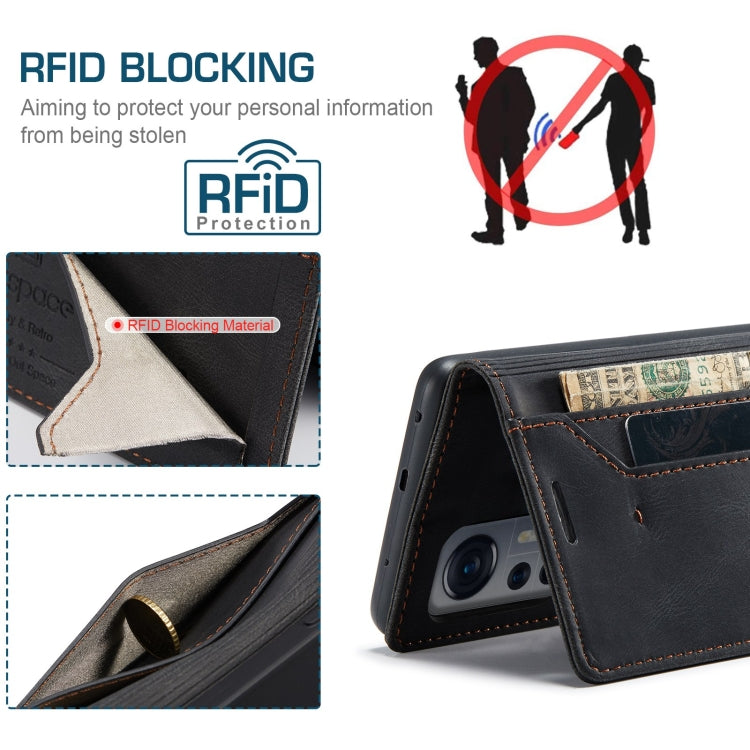 For Xiaomi 12 Lite AutSpace A01 Retro Skin-feel Crazy Horse RFID Leather Phone Case