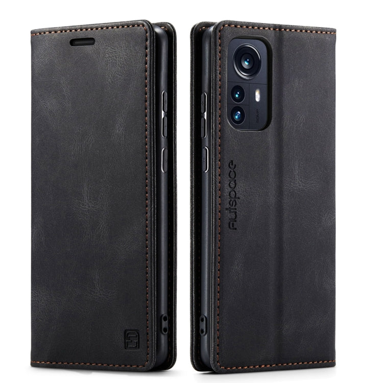 For Xiaomi 12 Pro AutSpace A01 Retro Skin-feel Crazy Horse RFID Leather Phone Case