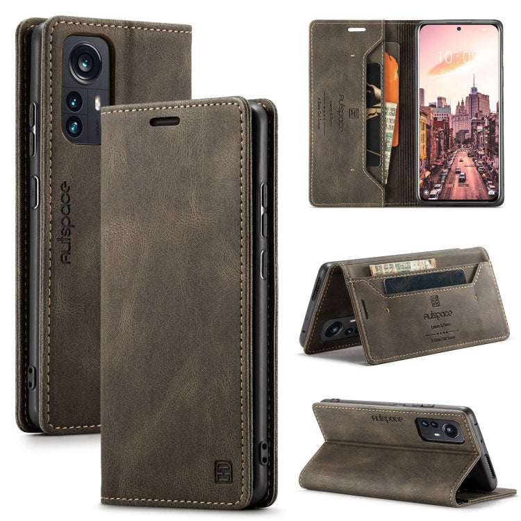 For Xiaomi 12 Pro AutSpace A01 Retro Skin-feel Crazy Horse RFID Leather Phone Case