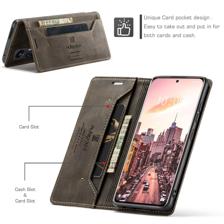 For Xiaomi 12 Pro AutSpace A01 Retro Skin-feel Crazy Horse RFID Leather Phone Case
