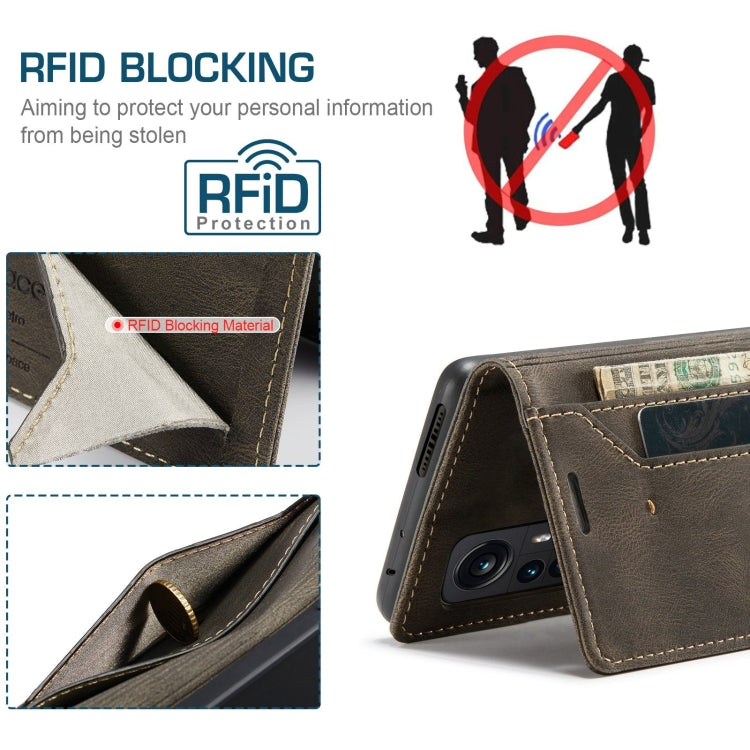 For Xiaomi 12 Pro AutSpace A01 Retro Skin-feel Crazy Horse RFID Leather Phone Case