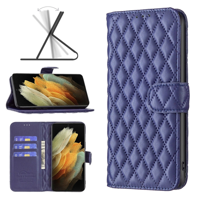 For Samsung Galaxy S21 Ultra 5G Diamond Lattice Wallet Leather Flip Phone Case