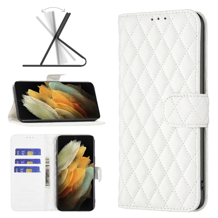 For Samsung Galaxy S21 Ultra 5G Diamond Lattice Wallet Leather Flip Phone Case