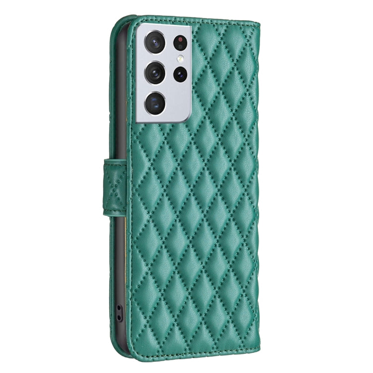 For Samsung Galaxy S21 Ultra 5G Diamond Lattice Wallet Leather Flip Phone Case