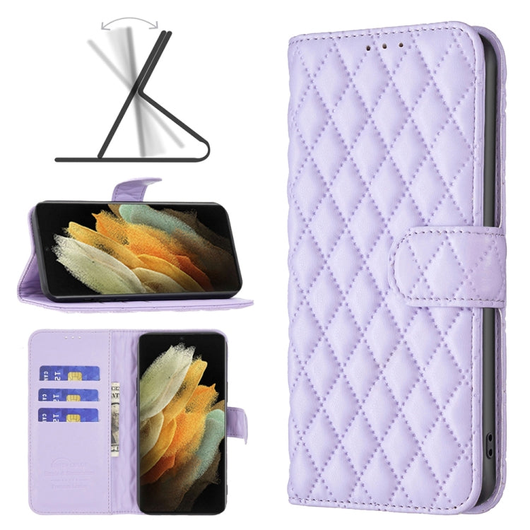 For Samsung Galaxy S21 Ultra 5G Diamond Lattice Wallet Leather Flip Phone Case