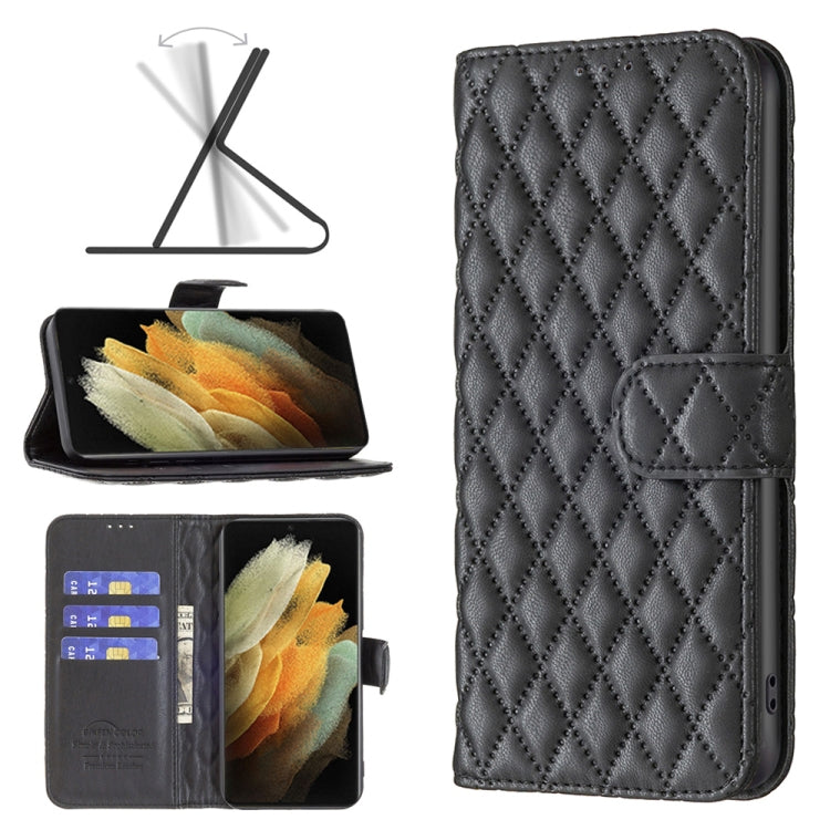 For Samsung Galaxy S21 Ultra 5G Diamond Lattice Wallet Leather Flip Phone Case
