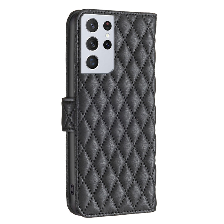 For Samsung Galaxy S21 Ultra 5G Diamond Lattice Wallet Leather Flip Phone Case