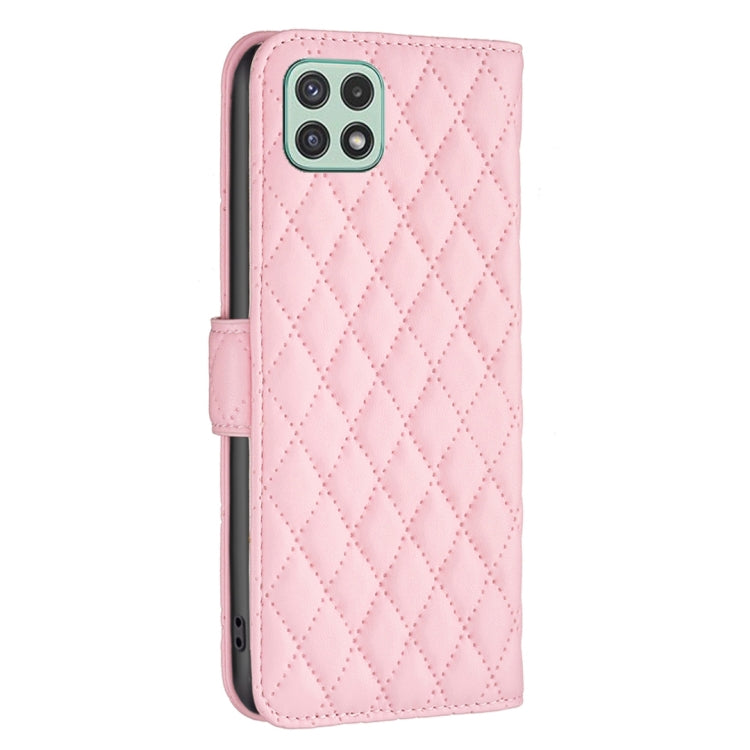 For Samsung Galaxy A22 5G Diamond Lattice Wallet Leather Flip Phone Case