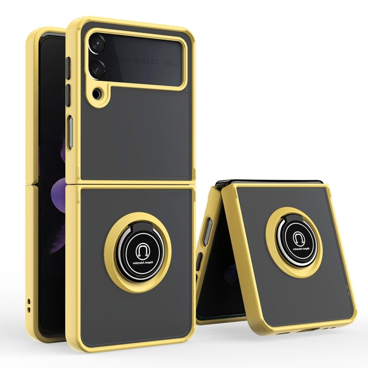 For Samsung Galaxy Z Flip4 Q Shadow I Ring Kickstand PC and TPU Hybrid Phone Case