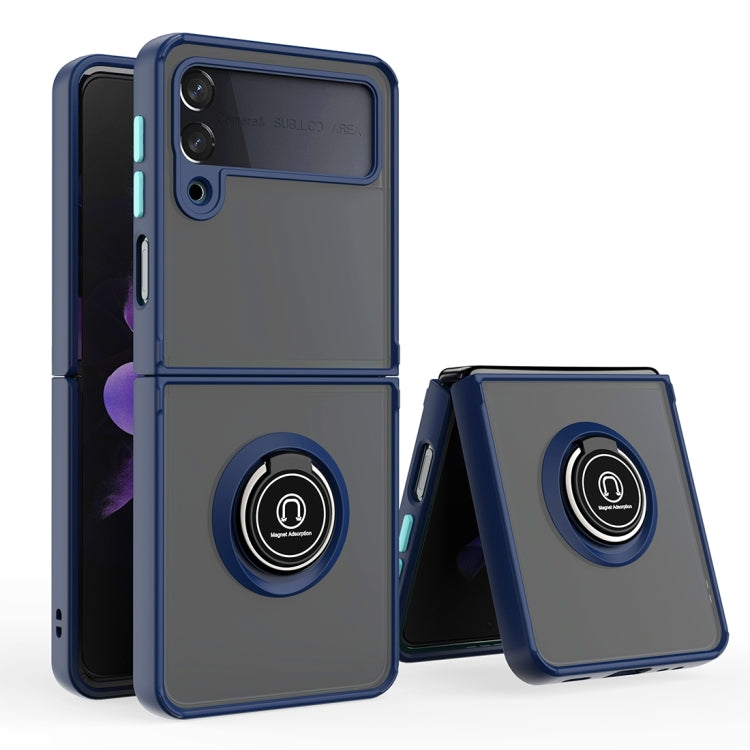 For Samsung Galaxy Z Flip4 Q Shadow I Ring Kickstand PC and TPU Hybrid Phone Case