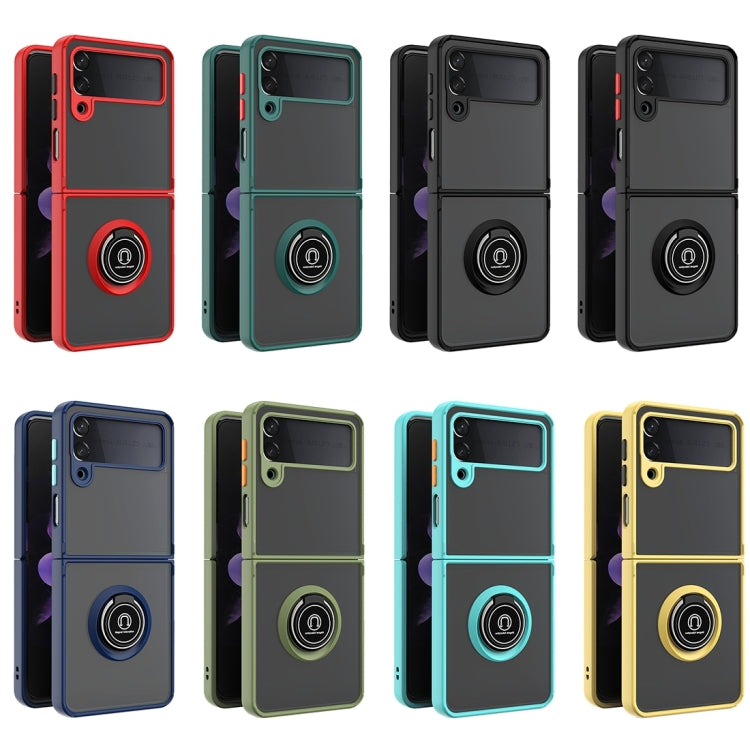 For Samsung Galaxy Z Flip4 Q Shadow I Ring Kickstand PC and TPU Hybrid Phone Case
