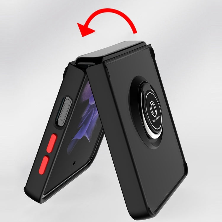 For Samsung Galaxy Z Flip4 Q Shadow I Ring Kickstand PC and TPU Hybrid Phone Case