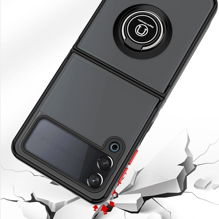 For Samsung Galaxy Z Flip4 Q Shadow I Ring Kickstand PC and TPU Hybrid Phone Case