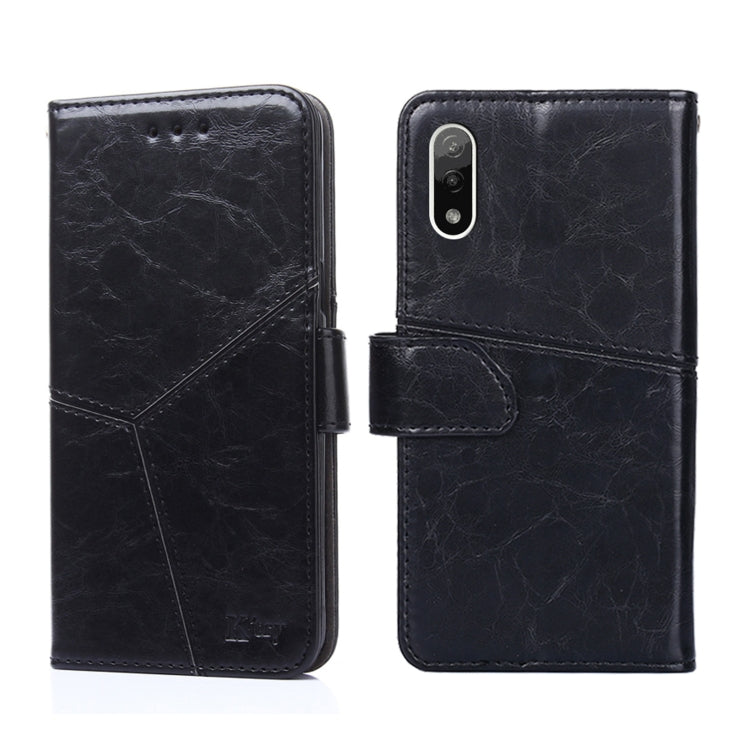 For Sony Xperia Ace II Geometric Stitching Horizontal Flip Leather Phone Case
