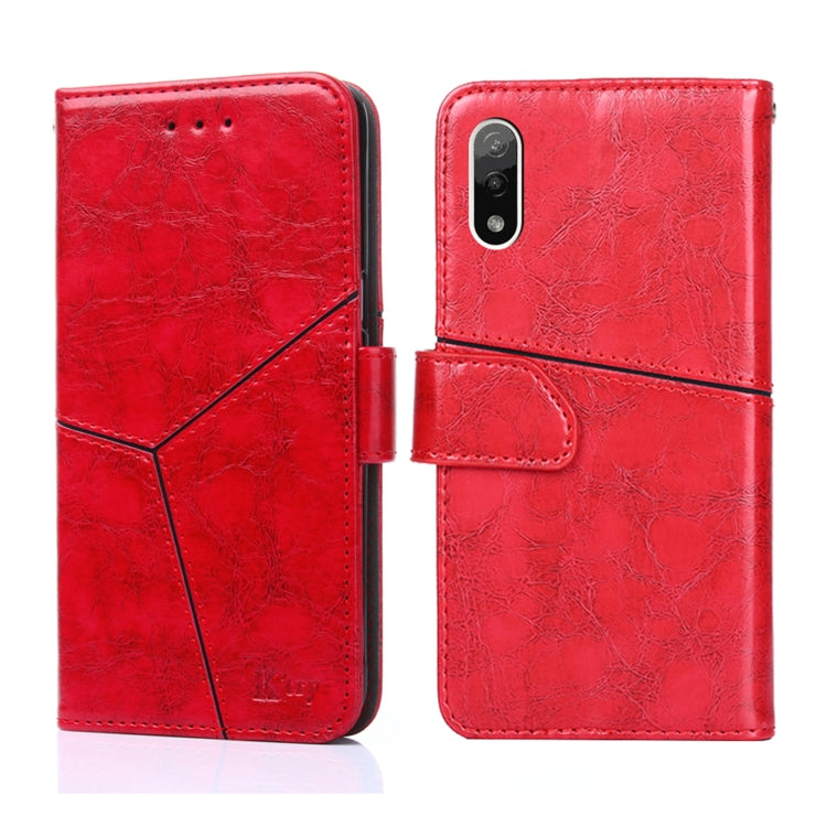 For Sony Xperia Ace II Geometric Stitching Horizontal Flip Leather Phone Case