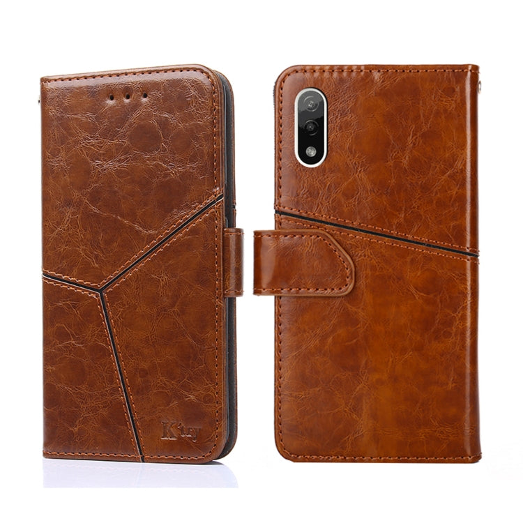 For Sony Xperia Ace II Geometric Stitching Horizontal Flip Leather Phone Case