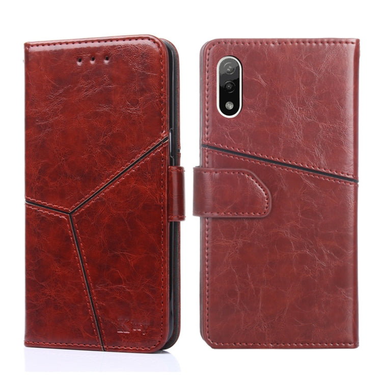 For Sony Xperia Ace II Geometric Stitching Horizontal Flip Leather Phone Case