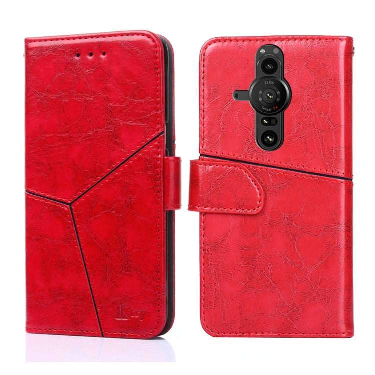 For Sony Xperia Pro-I Geometric Stitching Horizontal Flip Leather Phone Case