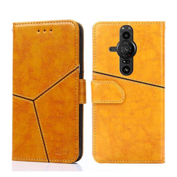 For Sony Xperia Pro-I Geometric Stitching Horizontal Flip Leather Phone Case