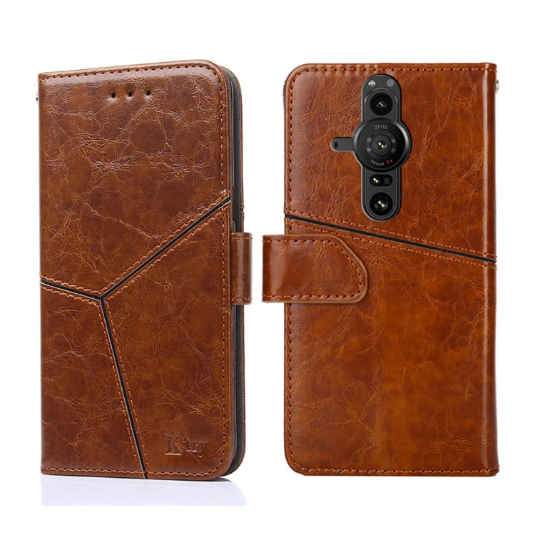 For Sony Xperia Pro-I Geometric Stitching Horizontal Flip Leather Phone Case