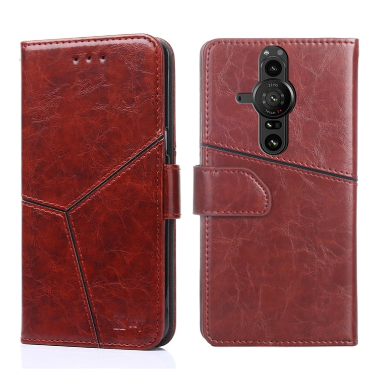 For Sony Xperia Pro-I Geometric Stitching Horizontal Flip Leather Phone Case