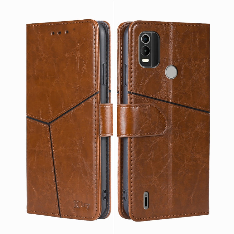 For Nokia C21 Plus Geometric Stitching Horizontal Flip Leather Phone Case