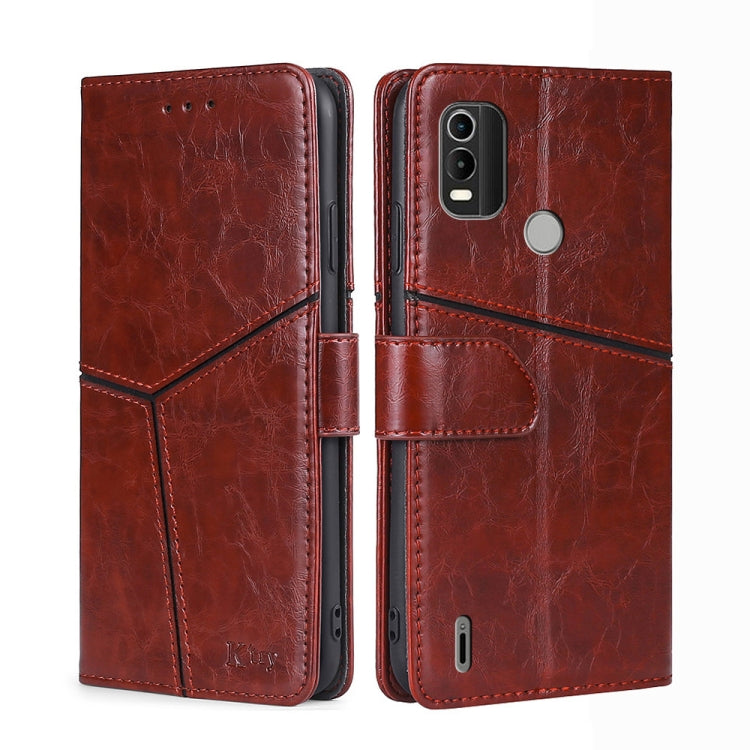 For Nokia C21 Plus Geometric Stitching Horizontal Flip Leather Phone Case