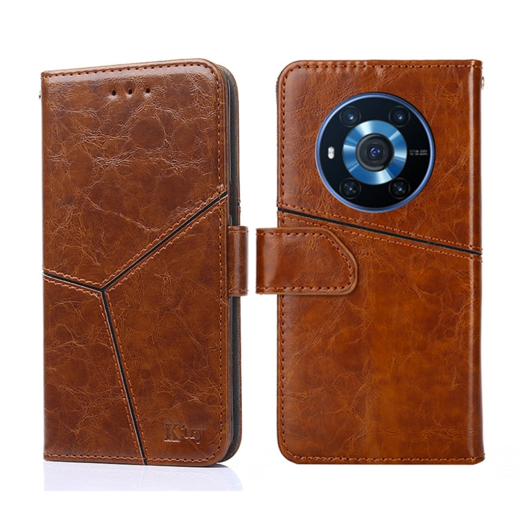 For Honor Magic3 Geometric Stitching Horizontal Flip Leather Phone Case