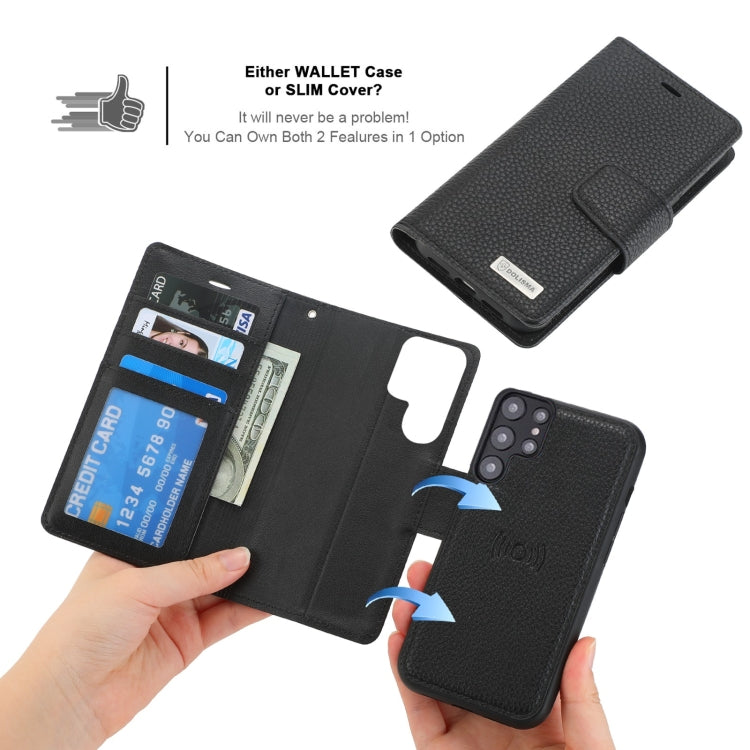 For Samsung Galaxy S22 5G Litchi Texture Magnetic Detachable Wallet Leather Phone Case