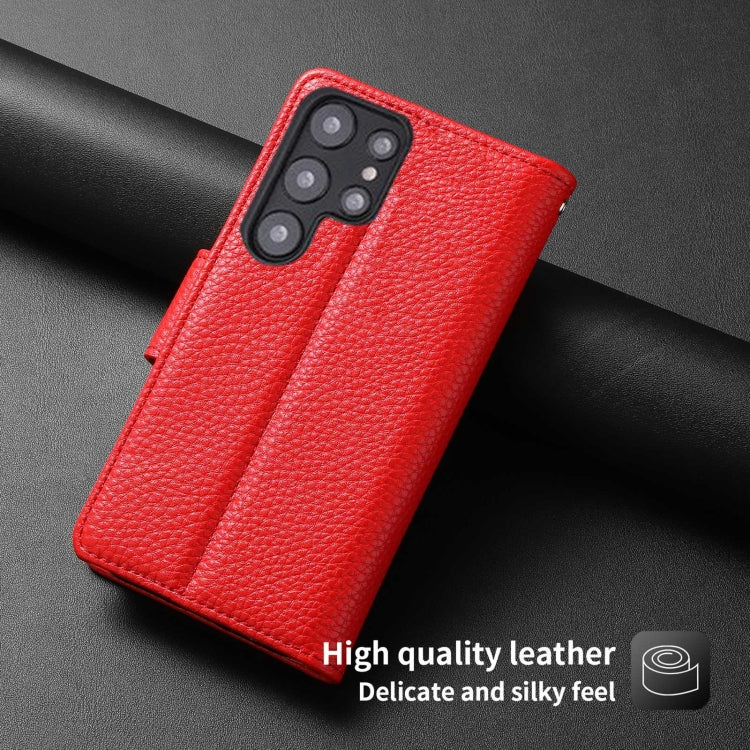 For Samsung Galaxy S22 5G Litchi Texture Magnetic Detachable Wallet Leather Phone Case
