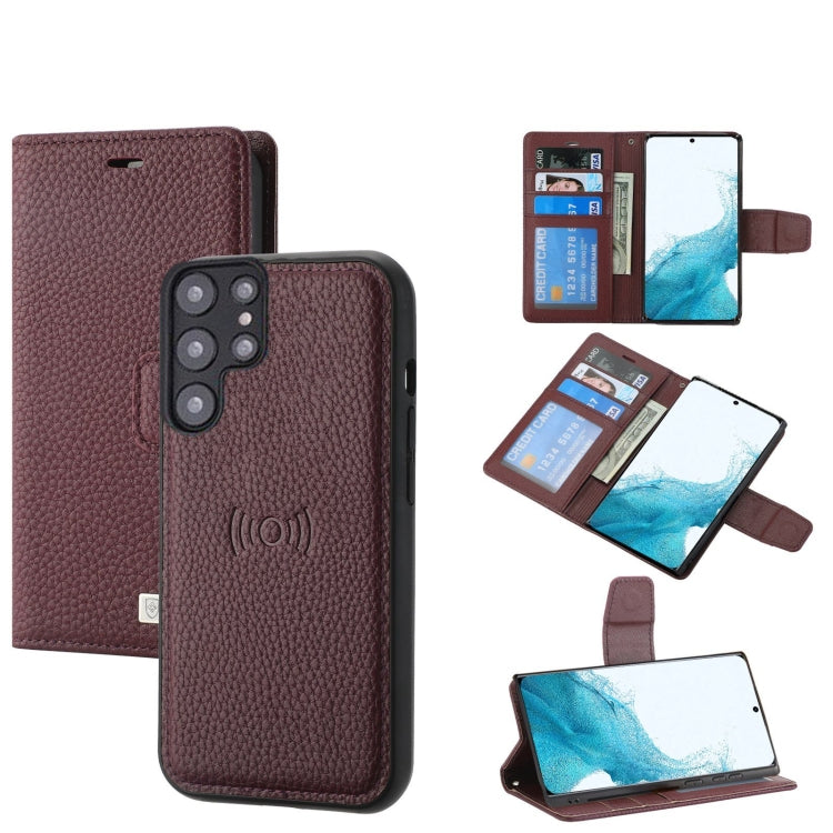 For Samsung Galaxy S22 5G Litchi Texture Magnetic Detachable Wallet Leather Phone Case