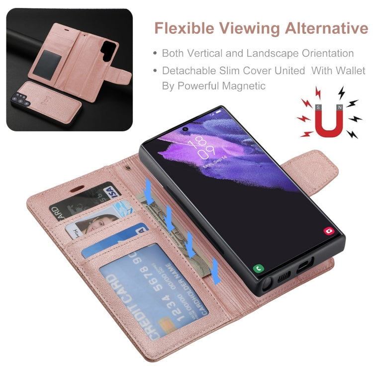 For Samsung Galaxy S22+ 5G Litchi Texture Magnetic Detachable Wallet Leather Phone Case