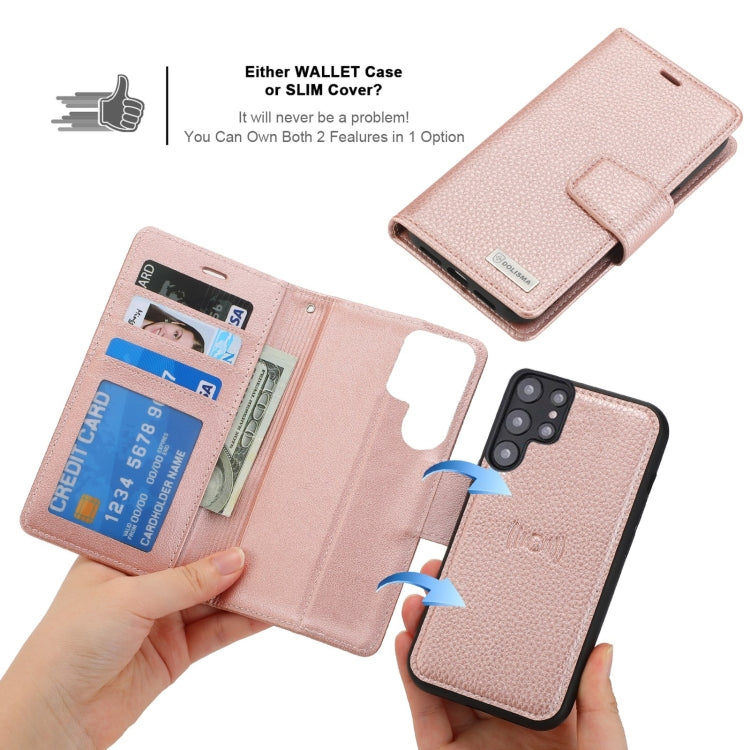 For Samsung Galaxy S22+ 5G Litchi Texture Magnetic Detachable Wallet Leather Phone Case